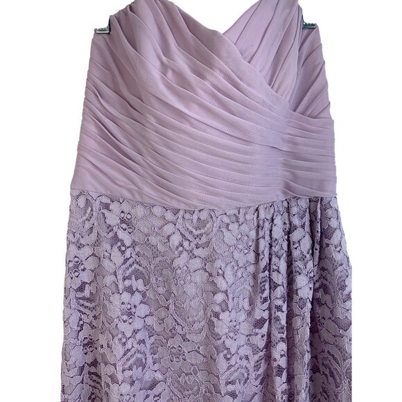 Davids Bridal Iris Lace Bridesmaid Dress Size 8 Lavender Strapless mini new 8305 - Picture 2 of 7